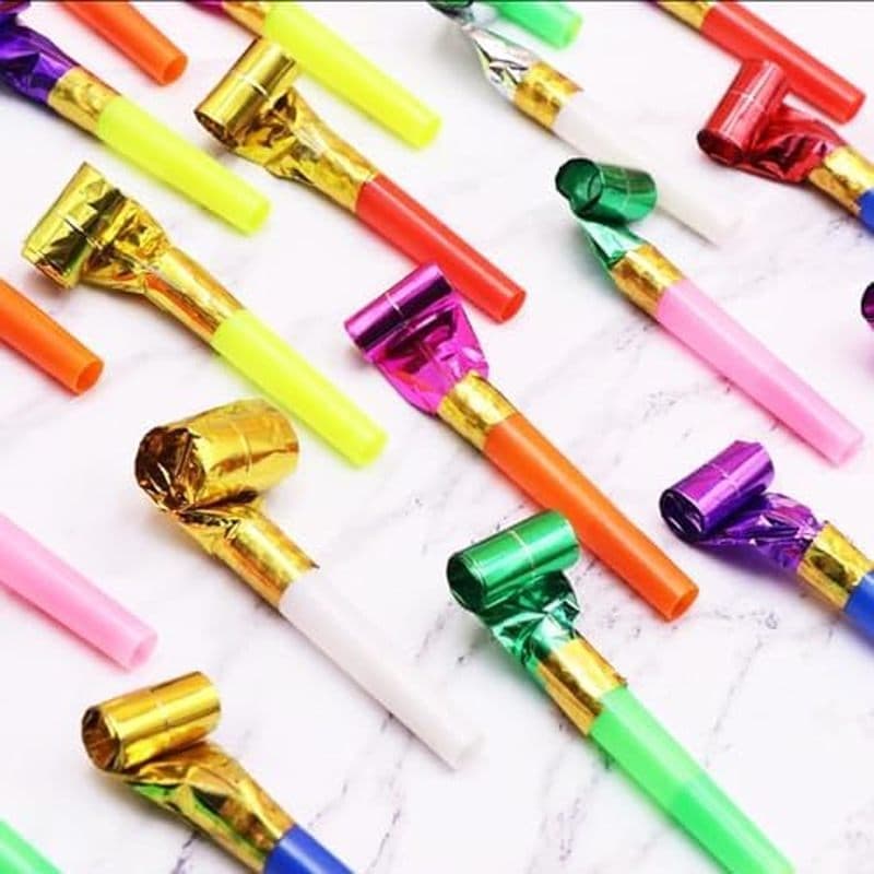 100 Peças Soprador De Festa , Criadores De Ruído De Aniversário Coloridos , Chifres De Sopro Engraçados , Apitos Lembran