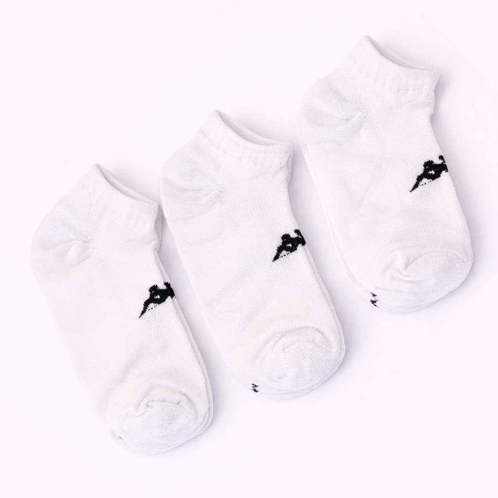 Kit 3 Pares Meia Sapatilha Casual Preta Cinza Branca Kappa