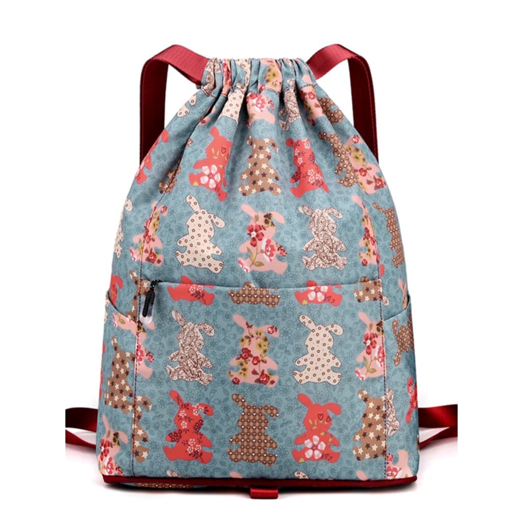 2025 novo estilo bonito prático mochila cordão bolso duplo Casual impresso cordão leve dobrável simples mochila de viage