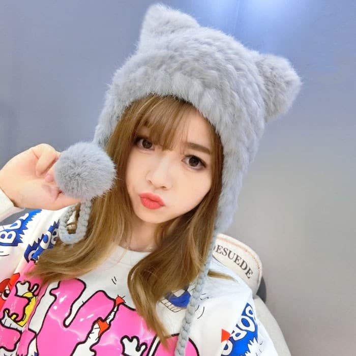 Chapéu de pele de coelho feminino inverno quente proteção de orelha chapéu de pele orelhas de urso bonito pai-filho chap