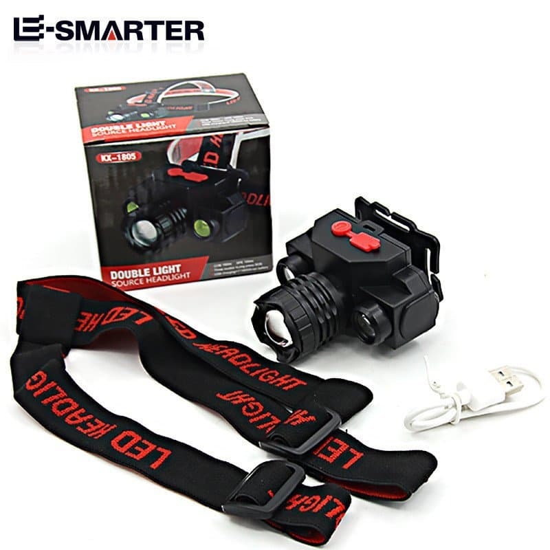 Lanterna de Cabeça LED Retrátil de Plástico de Alta Luminosidade COB 18650 Recarregável com Interface USB para Camping a