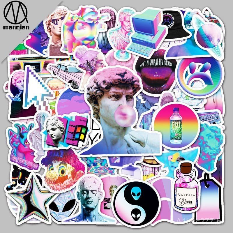 58 Adesivos Decorativos à Prova d'Água com Estampa de Graffiti de Desenhos Animados Steamwave para Malas, Laptops e Carr