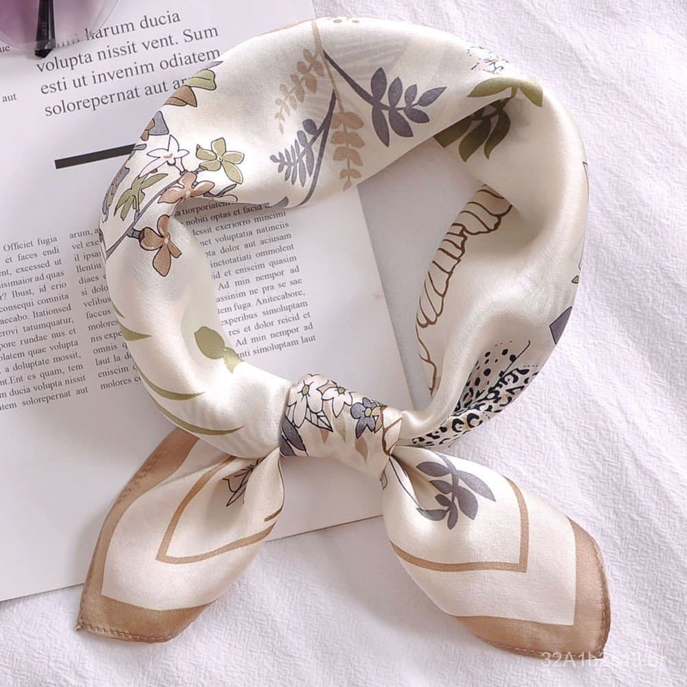 Lenço quadrado pequeno de 53 cm para mulheres, lenço decorativo versátil 100% seda de amoreira, elegante lenço de seda p