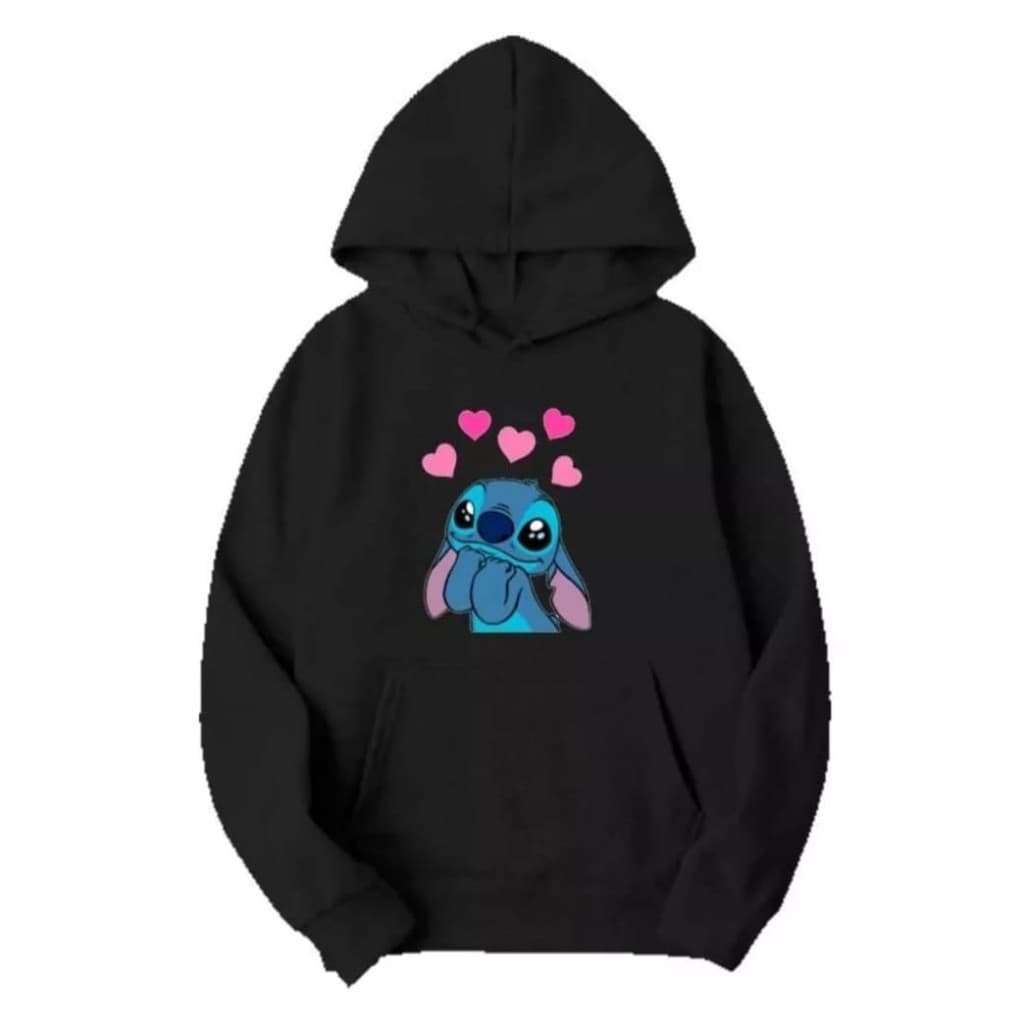 Moletom blusa de frio Infantil Kids Stitch Com Capuz Canguru Algodão