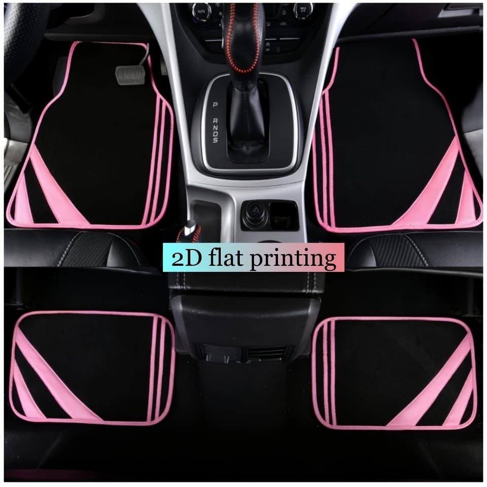 Tapete de pés de carro com padrão de quatro peças 2D, estilo simples, absorve água antiderrapante, lavável, proteção int