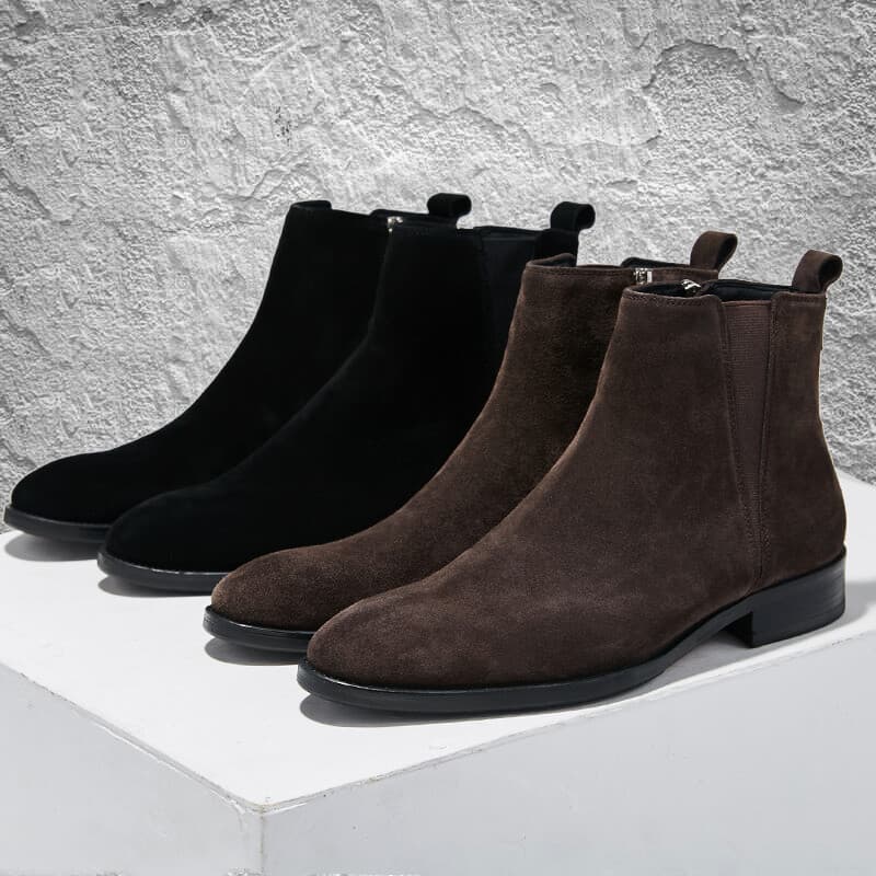 Sapatos masculinos 2026 novo estilo sapatos da moda britânico couro genuíno Chelsea botas camurça sapatos de couro de al