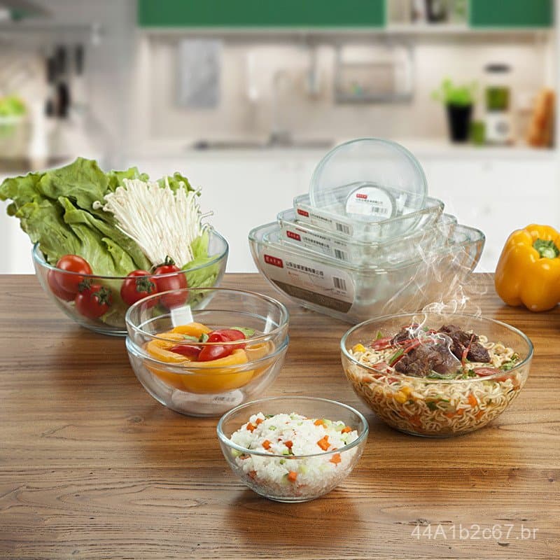 Tigela de arroz de vidro temperado Phoenix, saladeira transparente, utensílios de mesa quadrados, tigela quadrada para s