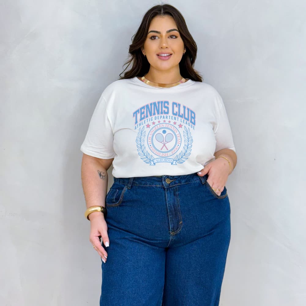Camiseta Feminina Plus Size  T-Shirt Estampa Lançamento Verão Casual Fresca Leve Blusa Moda Premium