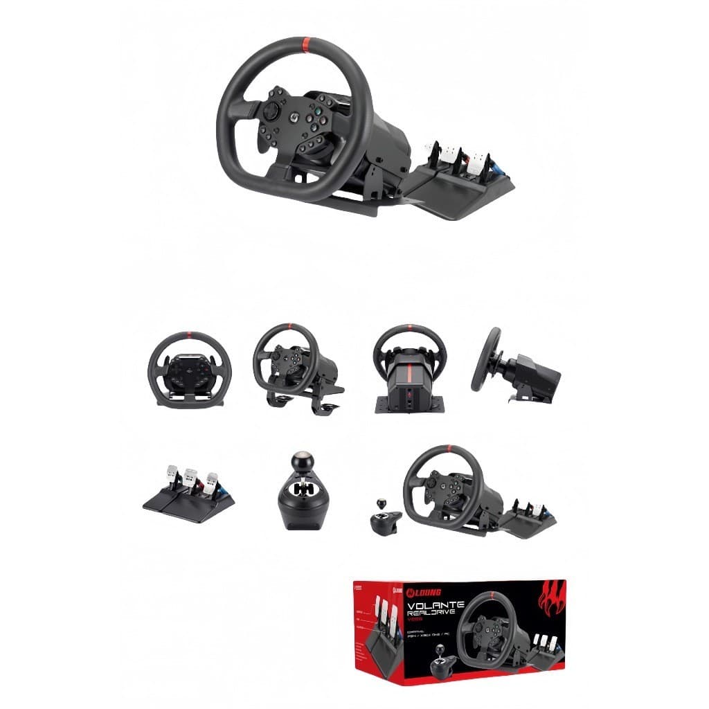 Volante de Corrida Premium 27cm | Rotação Ajustável 270°/900° | Compatível PS4, Xbox One, PC   V995