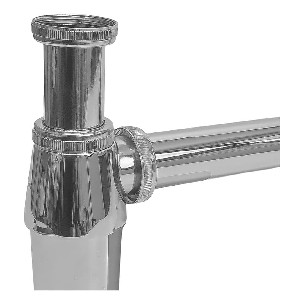 Sifão Copo Metal Pia Banheiro 1.1/2" 40mm Cromado Antiodor Com Cano Extensível 30cm