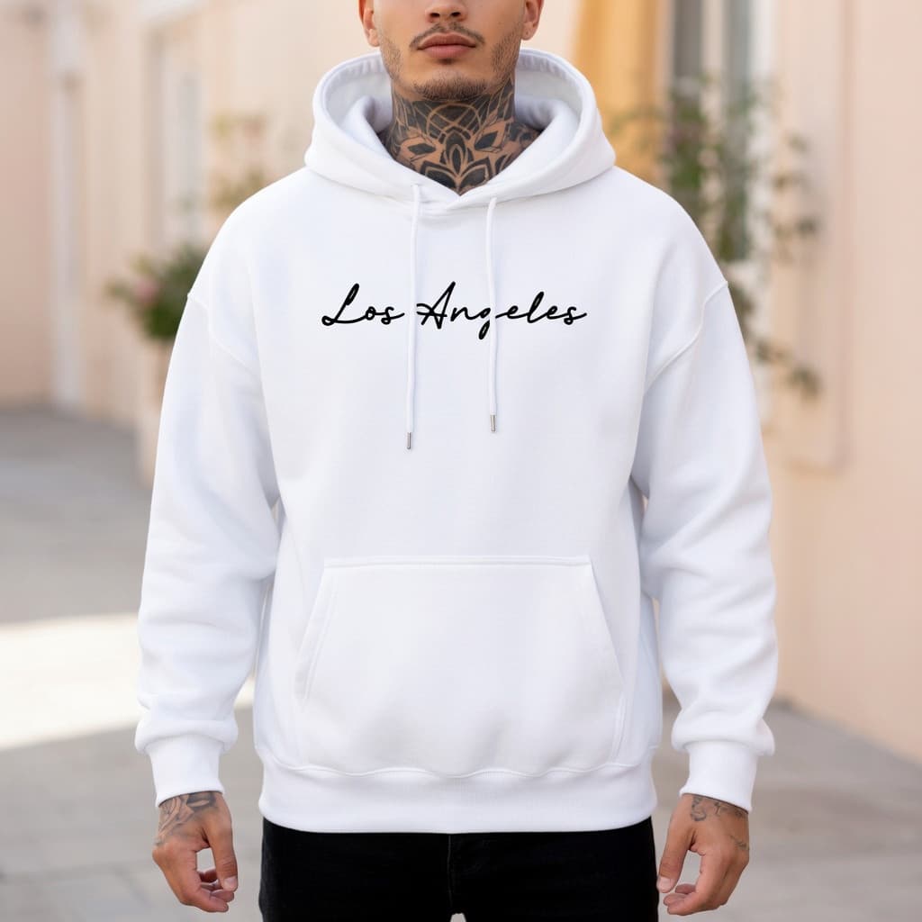 Moletom Canguru Unissex Estampa Los Angeles Para O Inverno