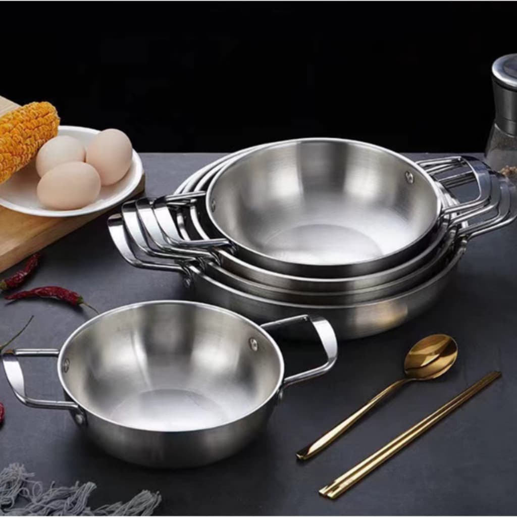 Panela de Aço Inoxidável para Macarrão Instantâneo Coreano, Ideal para Frutos do Mar