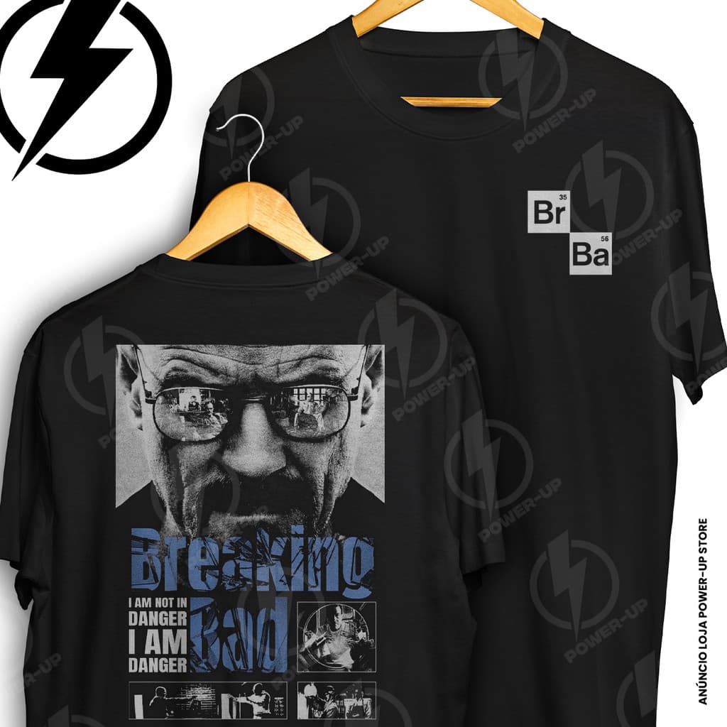 Camiseta Breaking Bad Walter White Heisenberg Danger Serie Frente E Verso Blusa Camisa 100% Algodão
