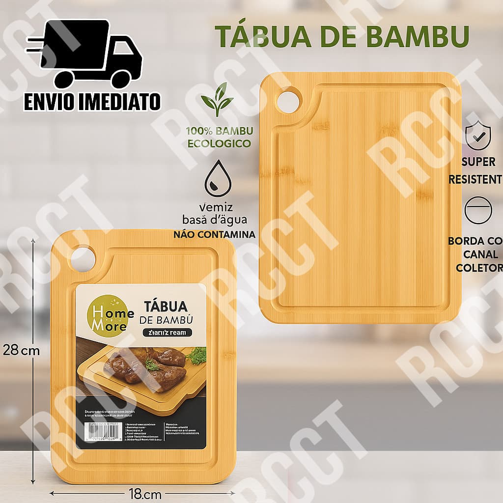 Tábua de Corte Ecológica de Bambu para Cozinha e Churrasco Resistente e Natural