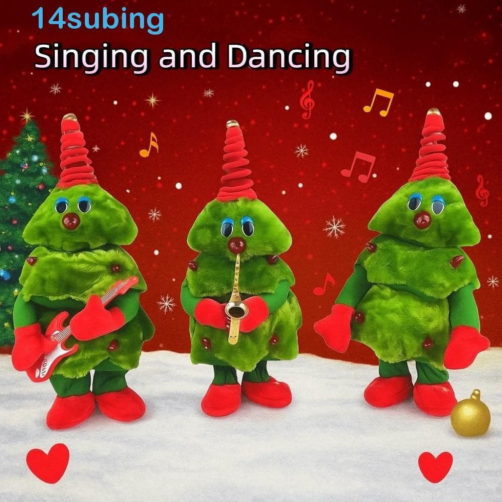 SUBING Brinquedo De Pelúcia De Natal , Boneco De Neve De Papai Noel , Boneca Elétrica , Brinquedos Cantando Dançando De