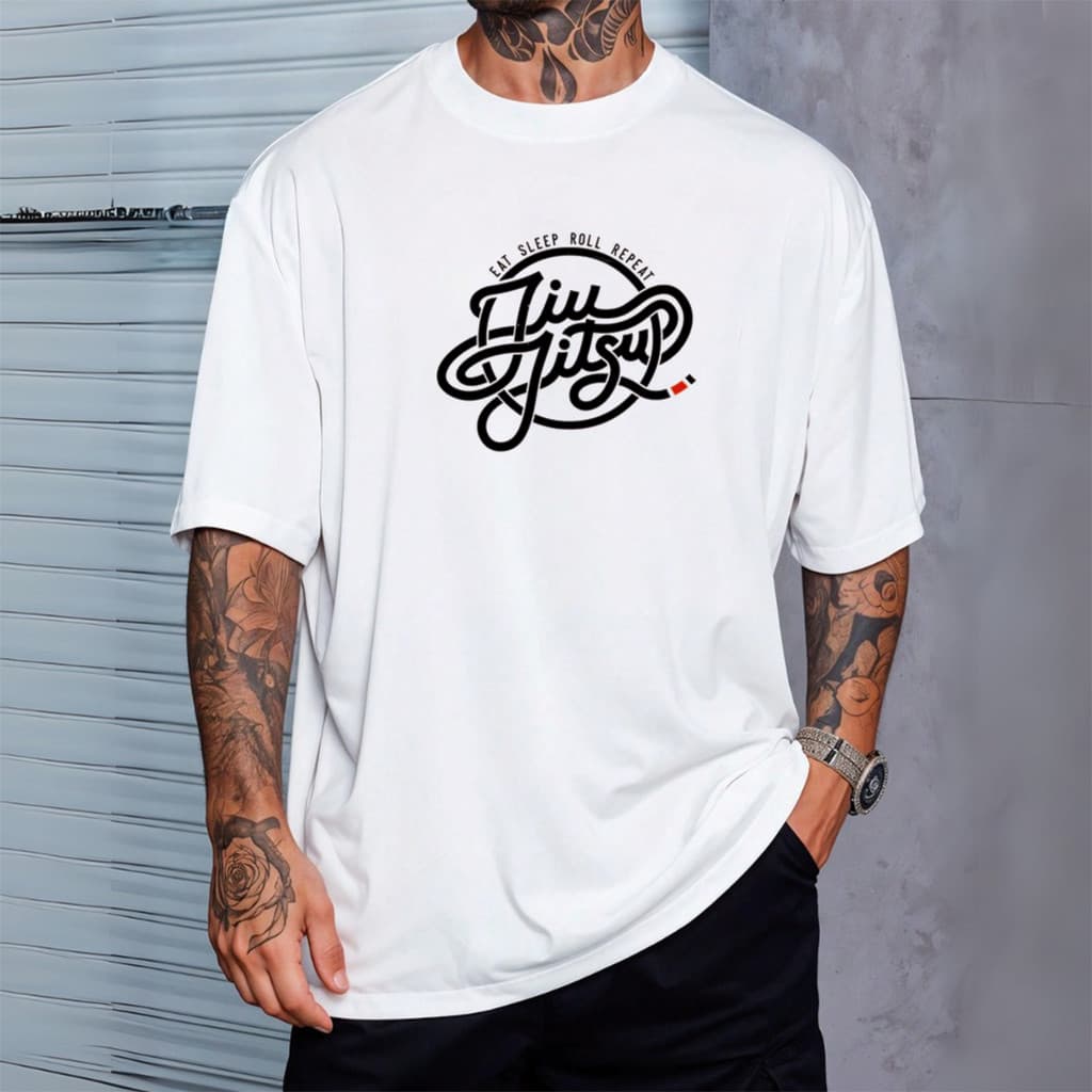 Camiseta Masculina Jiu Jitsu Respirável Treino Academia Esportiva Confortável Uso Diário