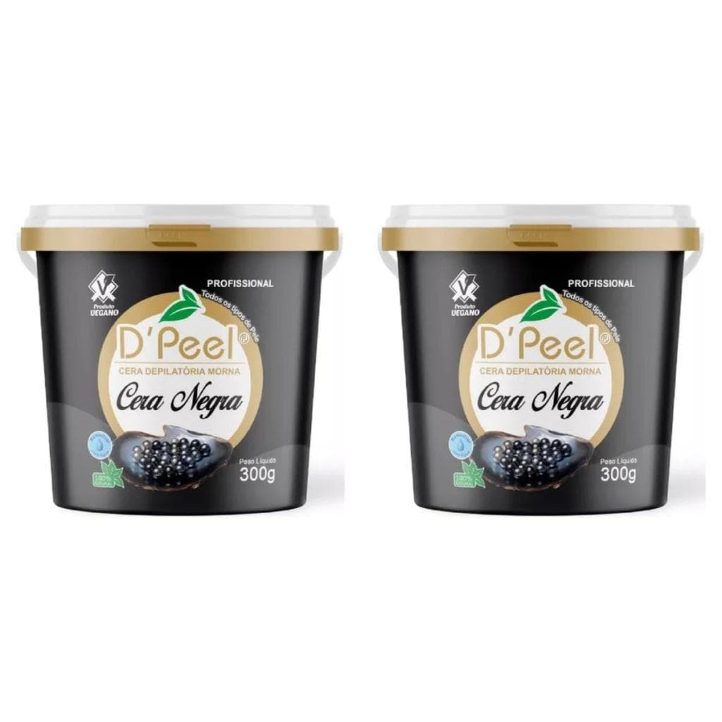 Kit 2 D´Peel Cera Depilatória Morna 300g - Cera Negra  - Reds