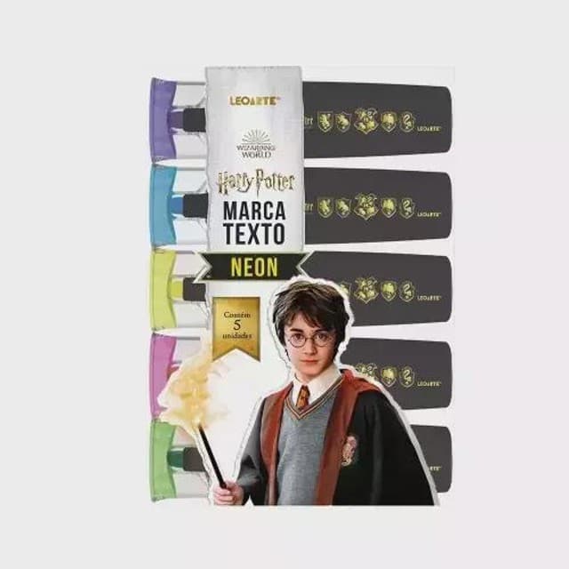 MARCA TEXTO NEON HARRY POTTER KIT 5 CORES LEOELEO