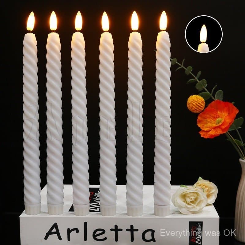 Vela sem Chama Operada por Bateria/Eletrônica Vela LED Longa com Parafuso/Candelabro Cintilante/Para o Natal 4SUP