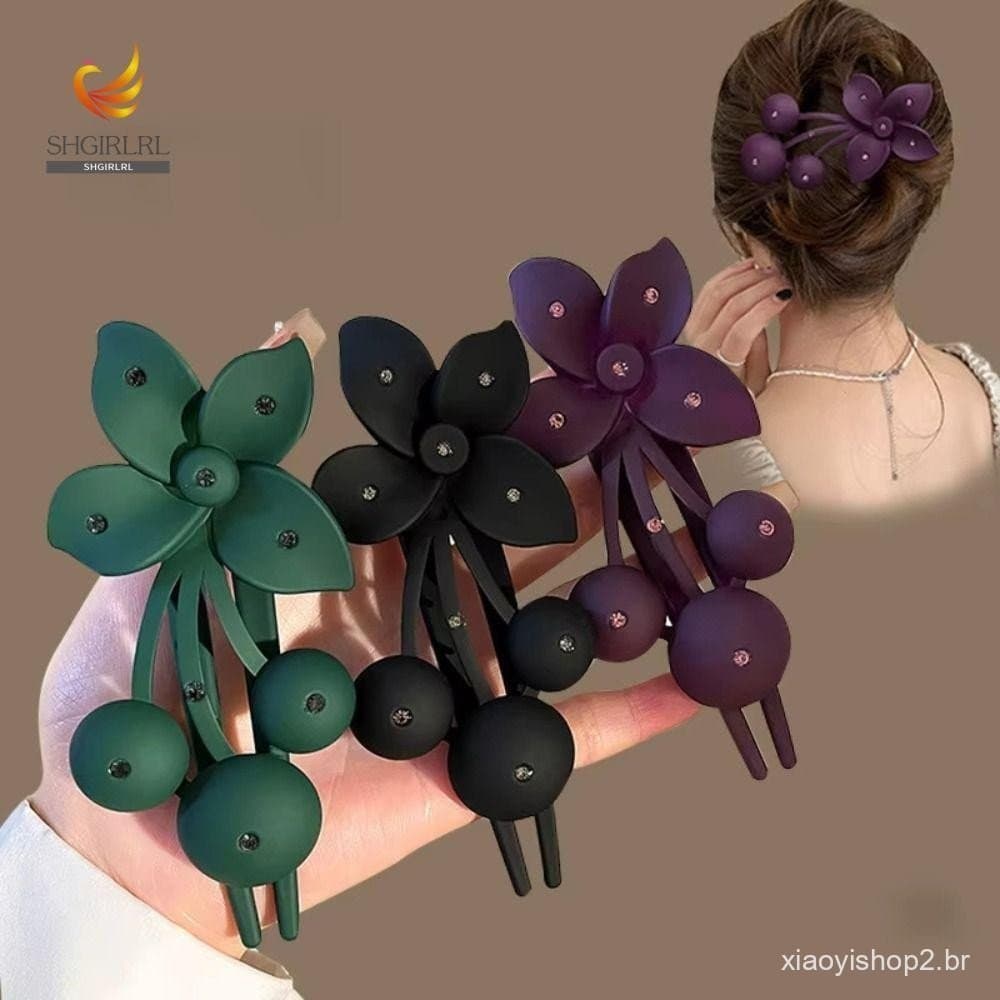 SHGIRLRL Grampo De Cabelo De Flor De Strass , Grampos Fosca Acrílica , Presilha Elegante Antiderrapante