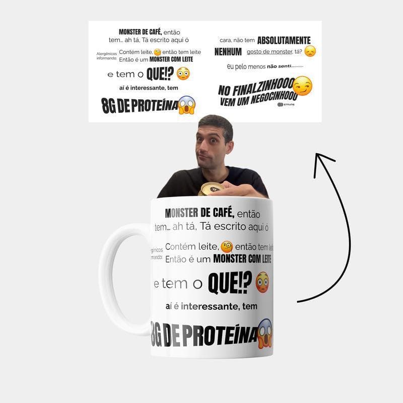 Caneca Davy Jones Meme 8g de Proteína No Finalzinho Tem um Negocinho Academia Fitness Presente Criativo Porcelana 325ml