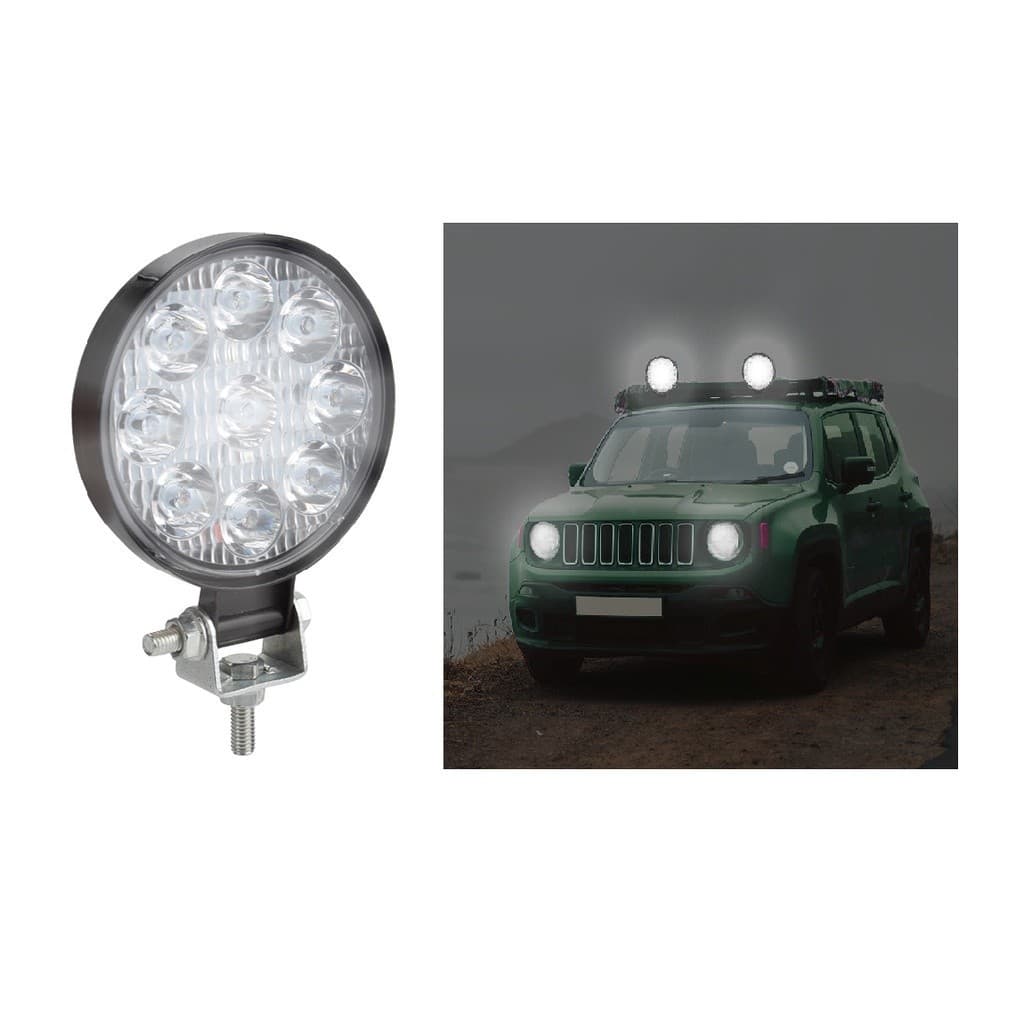 Farol de Milha LED Universal 27W 9 Leds 12v/24v Jeep Troller Caminhão