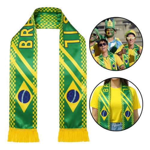Faixa Cachecol Bandeira Do Brasil Copa Do Mundo Torcedor Verde/amarelo Brasil Un