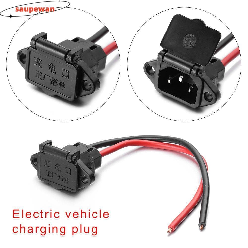 SAUPEWAN 1/2/5pcs Carregador De Bicicleta Elétrica Plugue De Carregamento De Alta Qualidade Com Três Tomadas Verticais