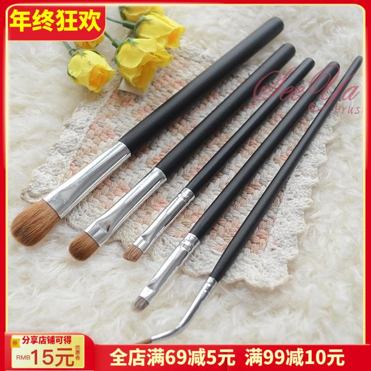 Conjunto de pincéis de maquiagem preto prata tubo haste longa conjunto de pincéis de maquiagem para os olhos vison cabel