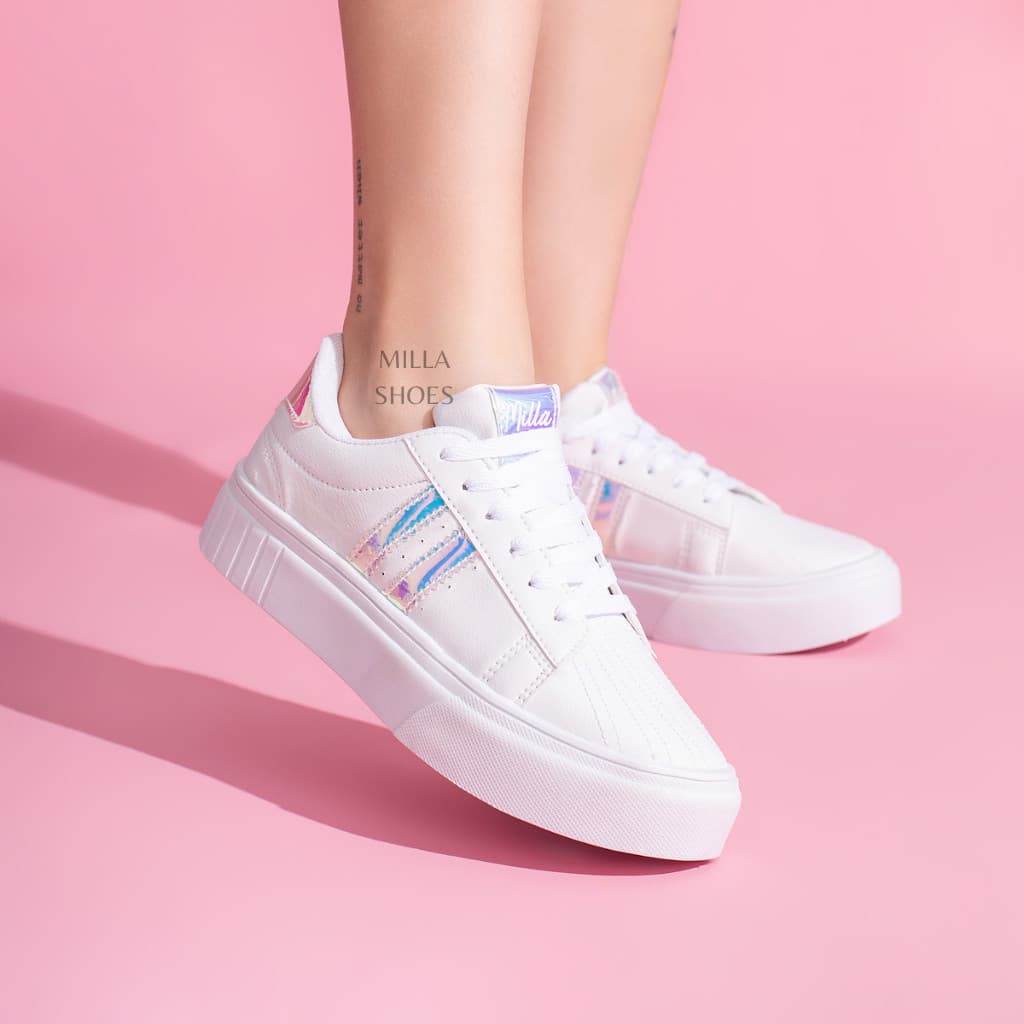 Tenis Holografico Branco Feminino Casual 34 ao 40