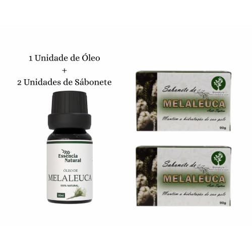 Kit 1-Unidade de Óleo Melaleuca 30ml + 2-Unidade de Sabonete Melaleuca 90g Essência Natural
