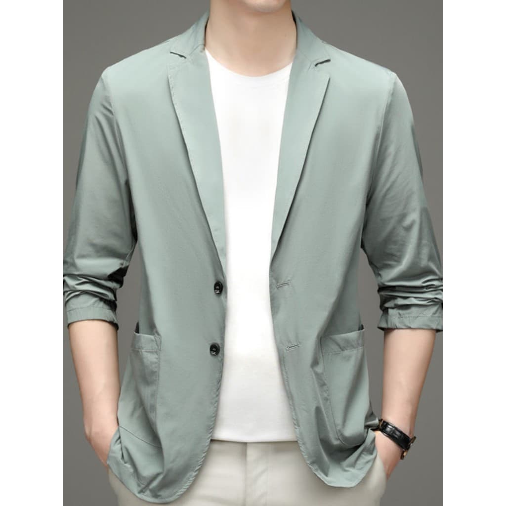 Primavera verão novo estilo High-End negócios masculino pequeno terno Ultra-fino gelo seda protetor solar topo respiráve