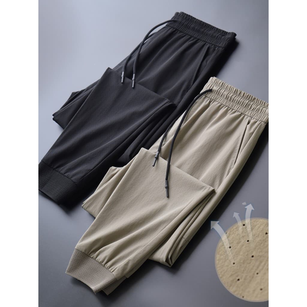 Calças de seda gelo masculinas verão fino calças esportivas de secagem rápida calças casuais masculinas magro-ajuste mag