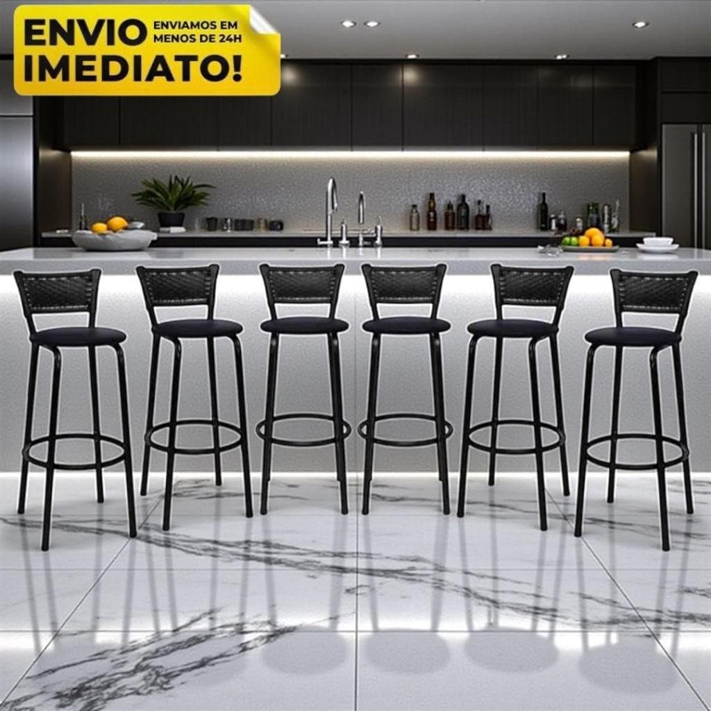 Conjunto de Banquetas Alta Bar Balcão Bancada Banco Cozinha para Casa e Eventos Special Series