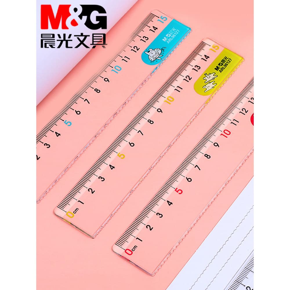Chenguang régua 15cm grade régua de plástico transparente simples dos desenhos animados com linha onda escola primária p