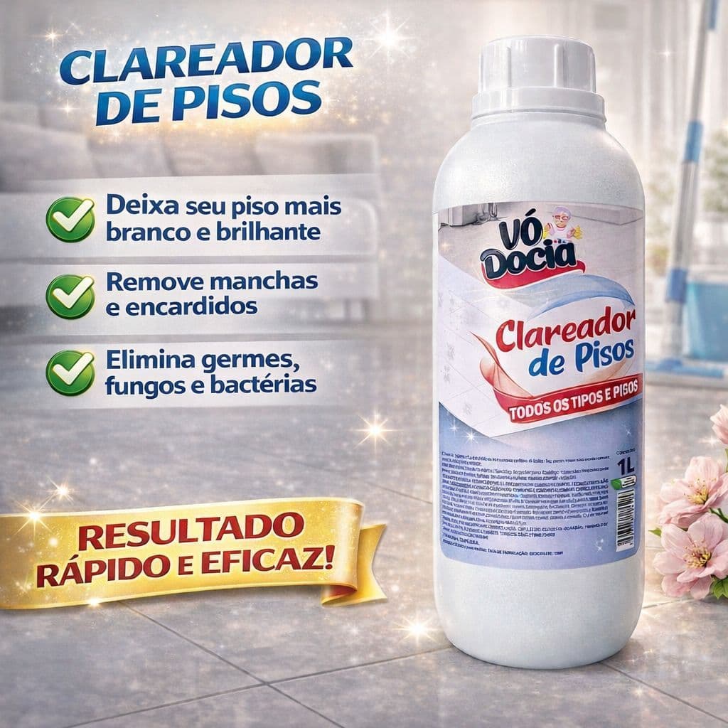 Clareador De Pisos Vaso de Banheiro 1 Litro Cozinha Quintal Areas Piso de cerâmica manchado rejunte sujo