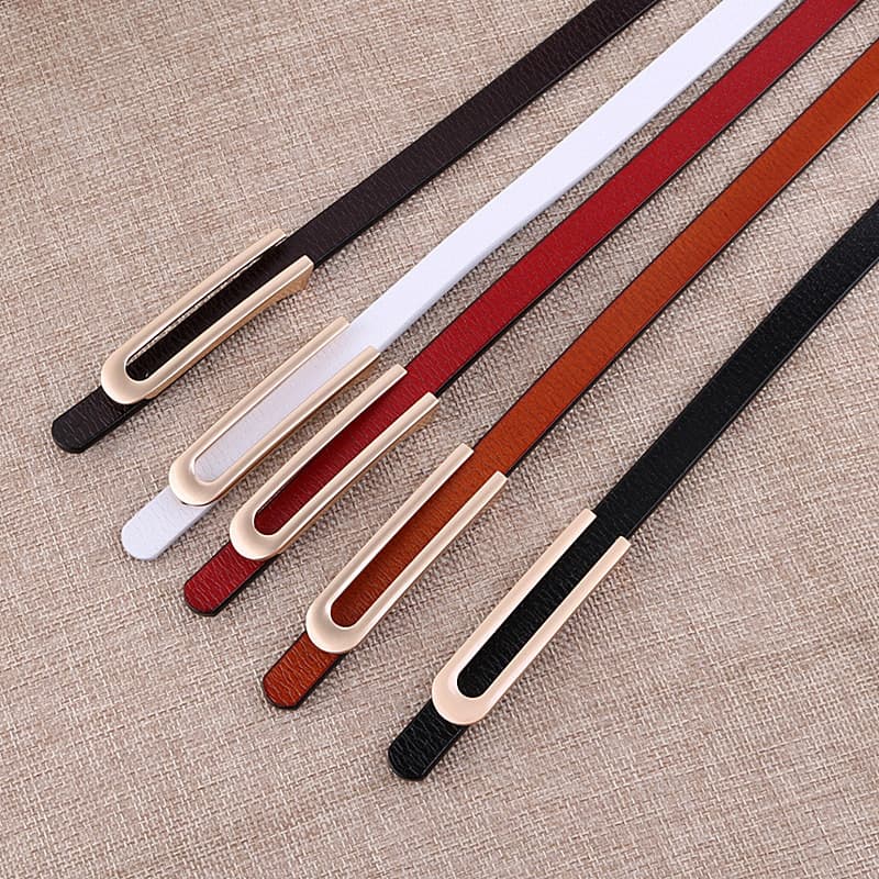 Novo estilo preto branco vermelho 1cm cinto fino de couro simples vestido decoração cinto All-Match couro calças estreit