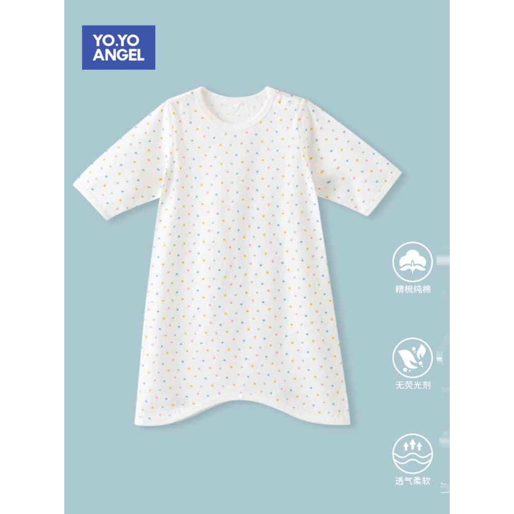 Camisola de bebê verão estilo fino algodão puro 1-3 anos de idade criança à prova de chute camisola de uma peça de manga
