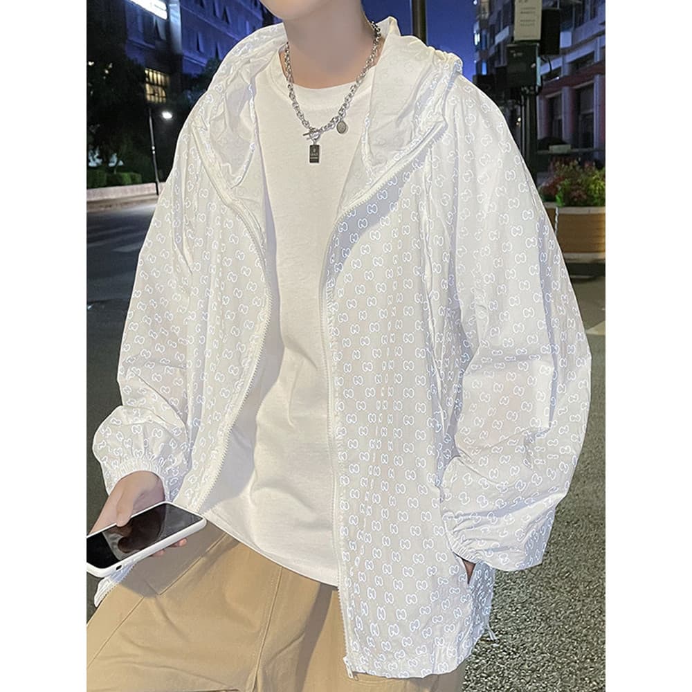 Cleanfit branco com capuz roupas de proteção solar verão respirável jaqueta com capuz casal jaqueta proteção solar jaque