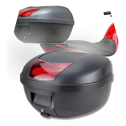 Bau Moto 33 Litros Gow Preto Bauleto Universal Traseiro Base