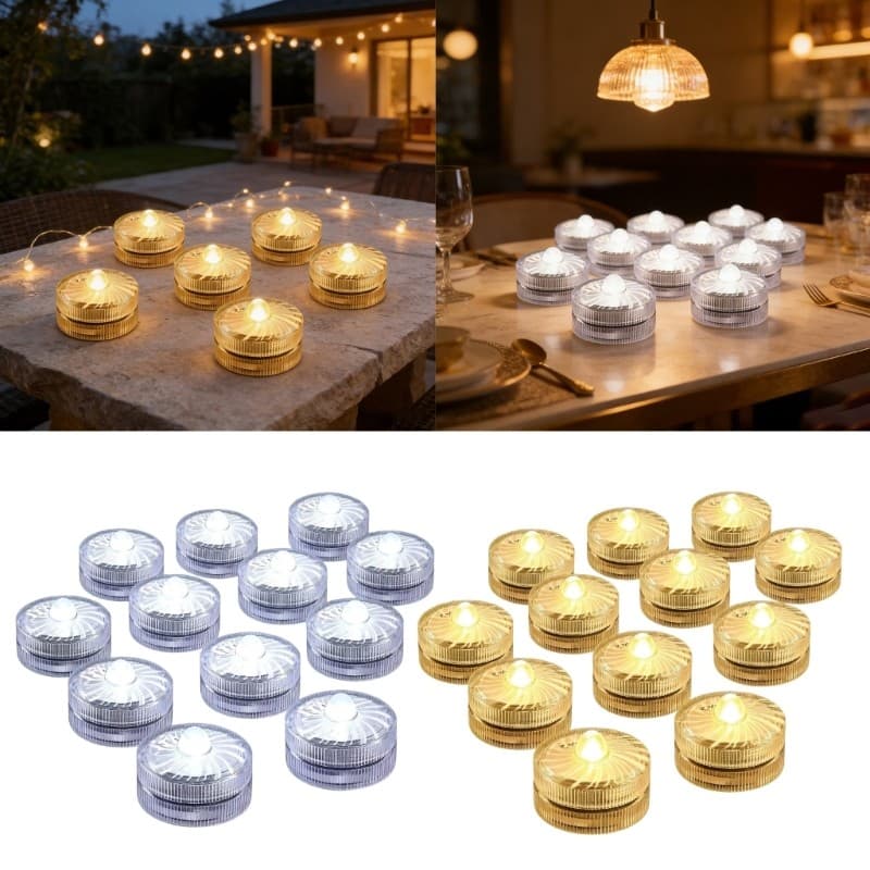 blg 12 Luzes LED Operadas Submersíveis Para Festas Casa, Férias E Interna Externa