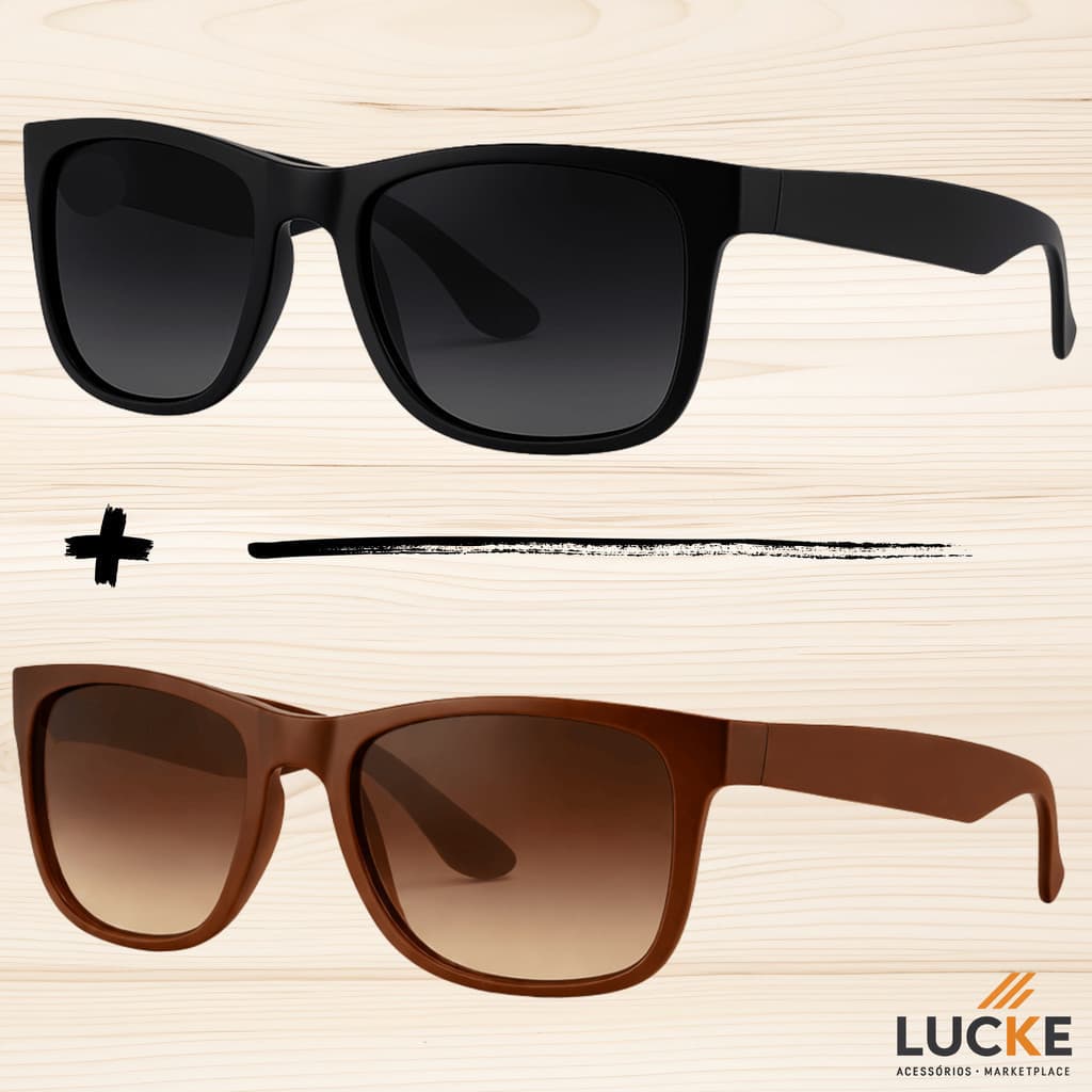 2 Óculos de Sol Estilo Justin Quadradinho Acetato UNISSEX Diversas Cores