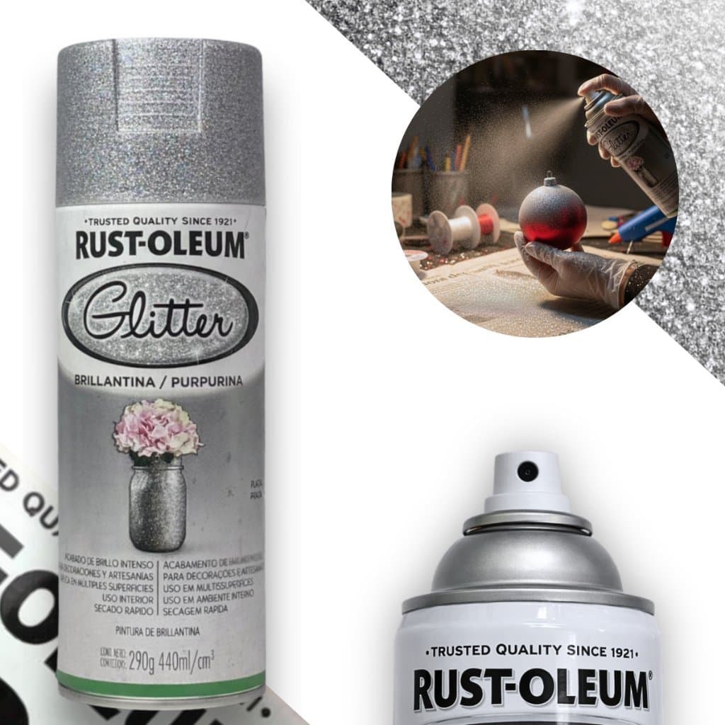 Spray Glitter Purpurina Prata Glitter Rust Oleum