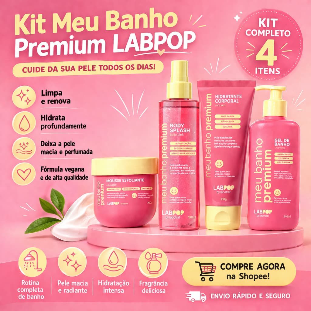 Kit Spa Corporal Hidratante e Perfumado Belle Pink LABPOP -  4 Itens