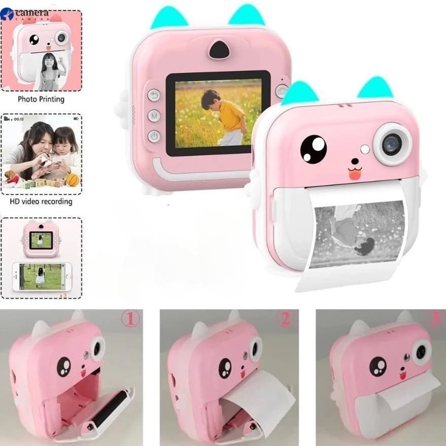 Câmera Infantil com Impressão de Fotos,Mini Camera Digital Instantânea,menino/menina Brinquedo