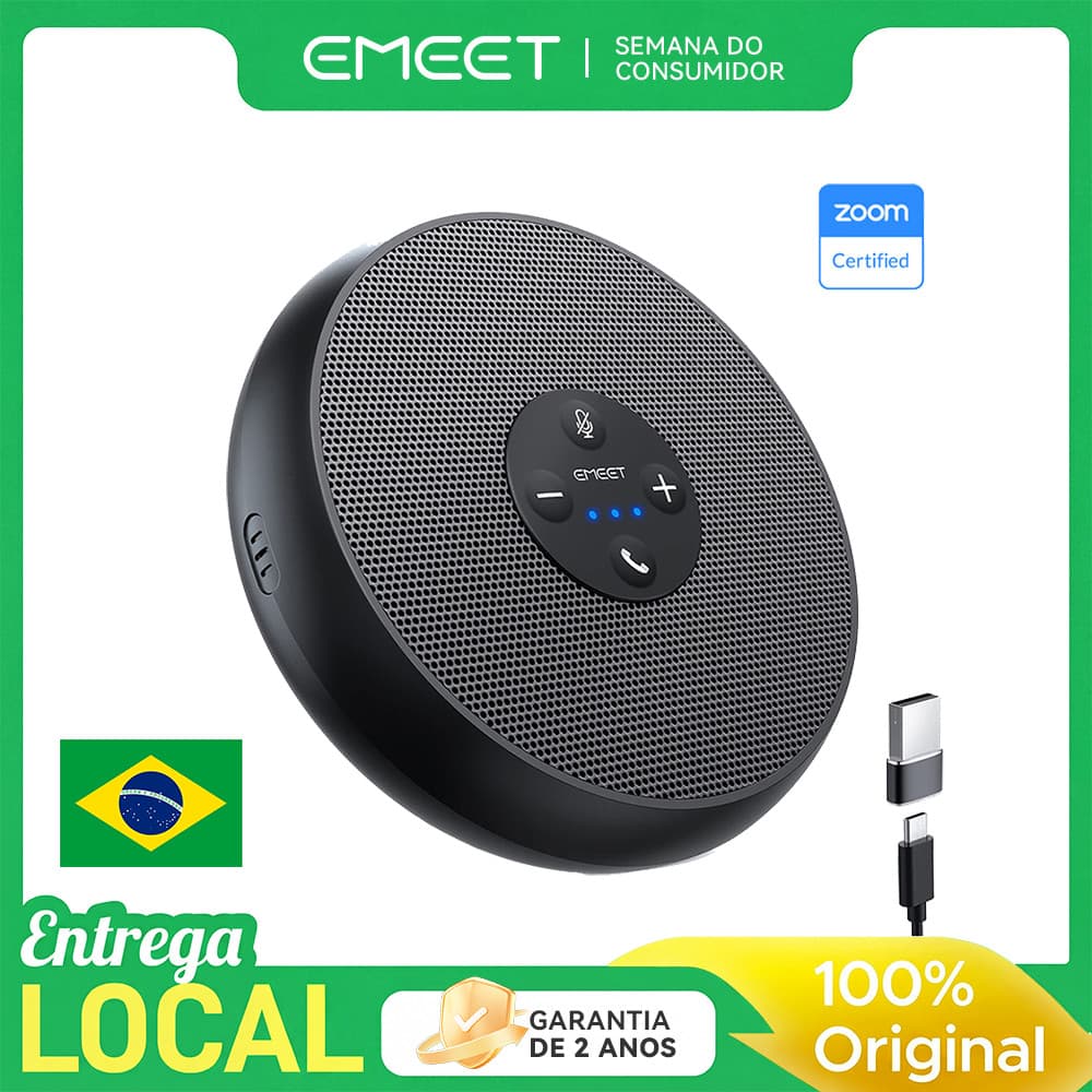 EMEET M1A Viva-voz USB-C c/ Cancelamento de Ruído, Áudio Bidirecional para Home Office, Compatível Zoom/Teams/Skype