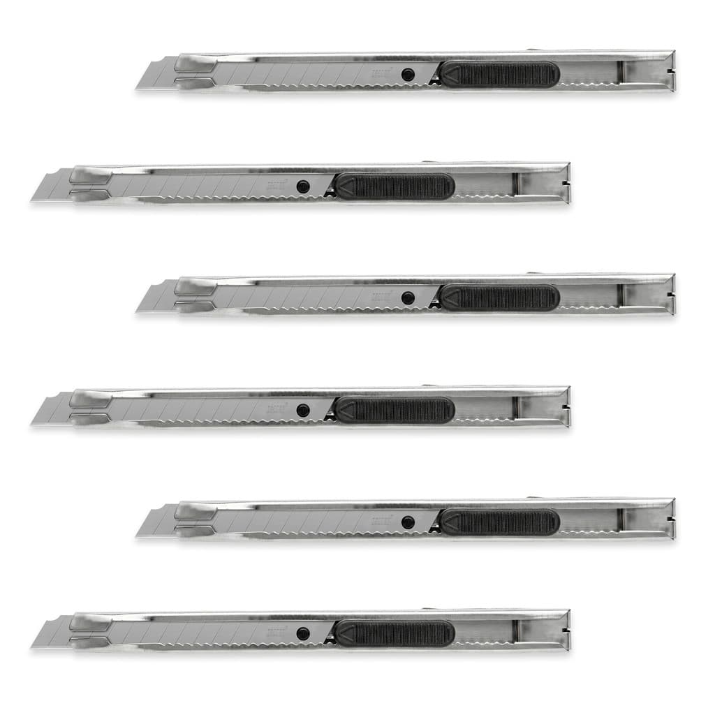 Estilete P-250 Seller Profissional Metálico com Trava Automática Lâmina 9mm - Kit com 6
