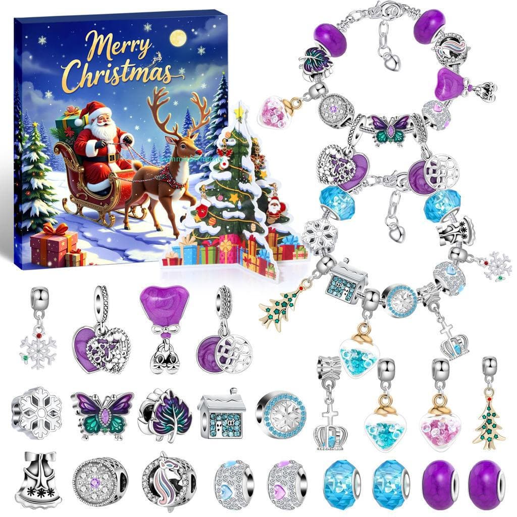 Pulseira De Cristal Infantil De Natal , Contagem Regressiva De 24 Dias , Calendário Do Advento , Festa De Ano Novo , Cai