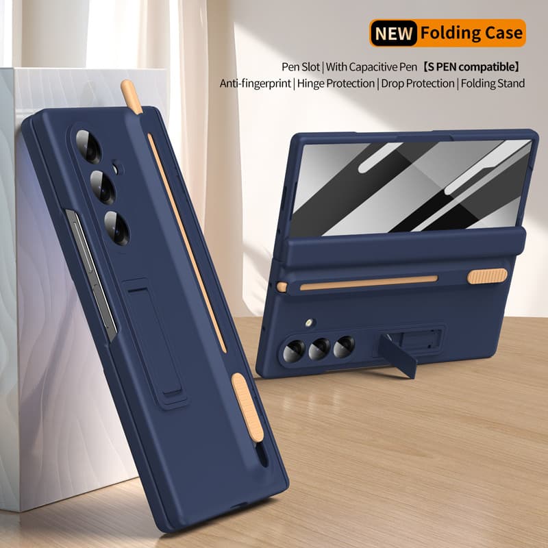 Para Samsung Galaxy Z Fold 7 6 5 4 Caso Duro PC Dobrável Kickstand Capa Com Caneta Stylus Grátis + Vidro