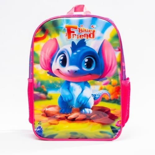 Mochila Infantil Costas Sortida Azul Amiga Leve Prática Confortável Escolar